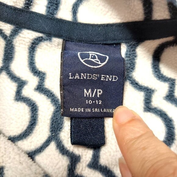 Lands' End Thermacheck Black & White Damask Print Quarter Zip Fleece Pullover - Picture 6 of 7